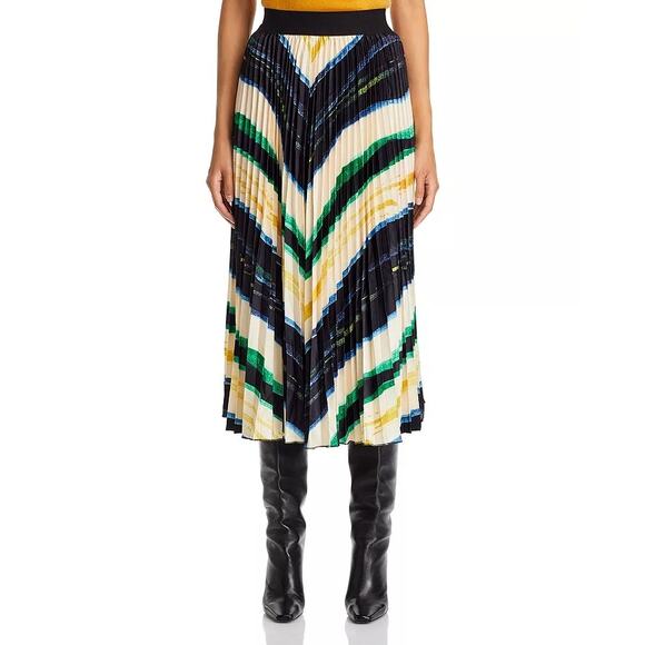 Nancy Yang Women Abstract Print Cotton Elegant Pleated A-Line Midi Skirt Size XL - Picture 3 of 6